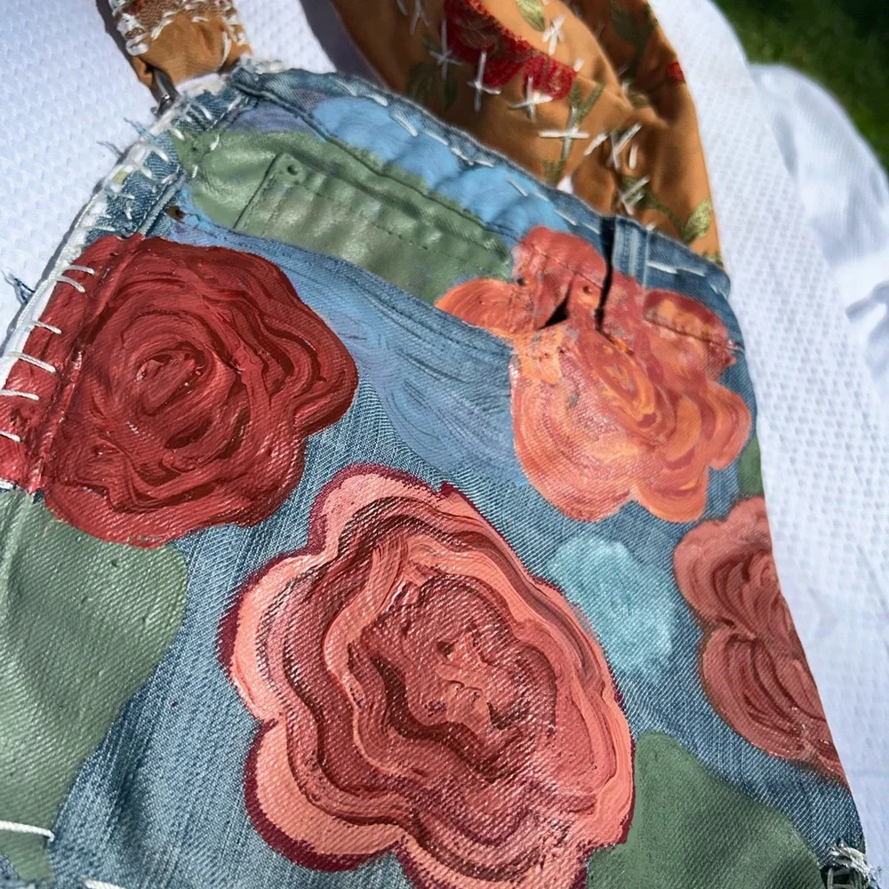 Floral Denim Crossbody Bag - Picture 4 of 6
